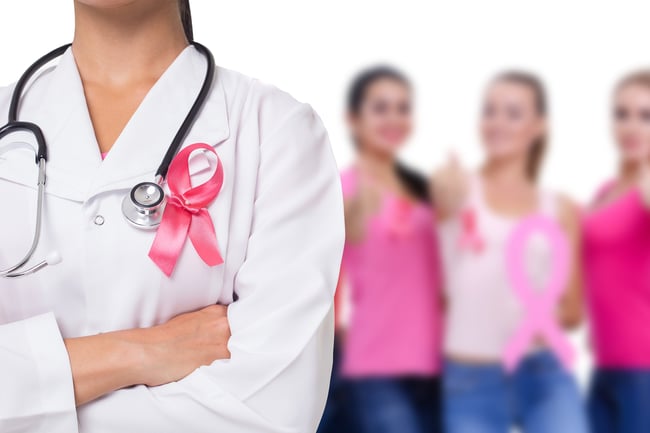 doctor with breast cancer awareness ribbon