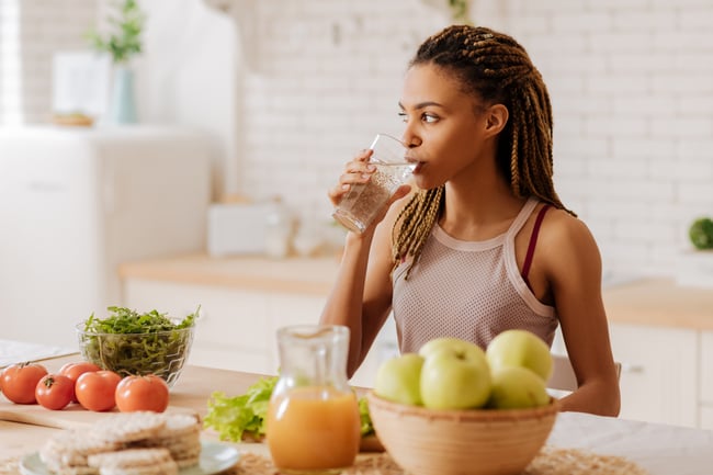 woman with healthy food